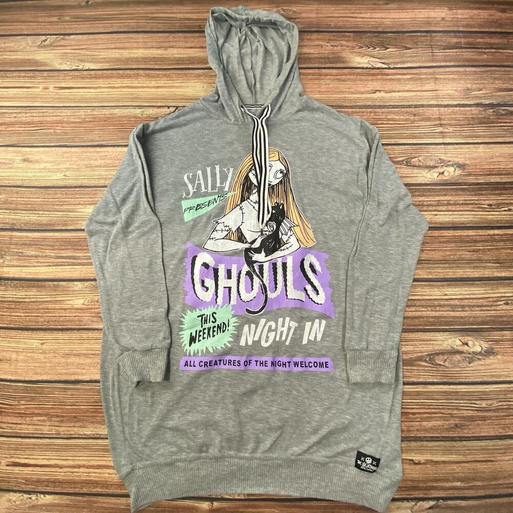 Disney Nightmare Before Christmas Sally Presents Ghouls Hoodie Lounger Gray L